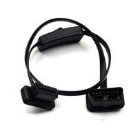 Cable de Extensión Divisor en Y 1 a 2 con Interruptor, Conector Electrónico OBD2 de 16 Pines Macho a Hembra