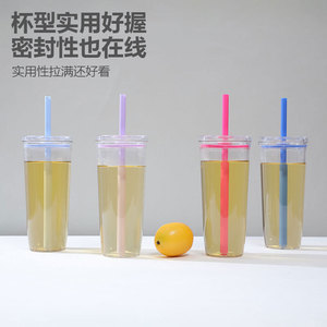 2026 Luxury Plastic Tumbler with Straw Wholesale Custom Logo Transparent Water Bottle <b>Reusable</b> Juice <b>Cup</b> Clear Travel Mug - Product Image 5