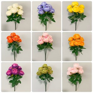 Bouquet de simulation 7 têtes de roses perle Montagne enneigée, teintes à la main, gaufrées et pressées à chaud, pour décoration murale florale de photographie de mariage - Product Image 2