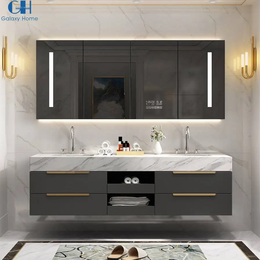 Combo Modern Hotel Waterproof Toilet Vanity Unit The Bath Under Sink Furniture Set Bathroom Vanity Cabinets With Different Size