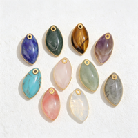 Pendentifs Breloques Géométriques Polies en Forme de Goutte pour Bijoux DIY Personnalisés, en Cristal Naturel (Œil de Tigre, Quartz Rose, Lapis Lazuli, Onyx, Opale)
