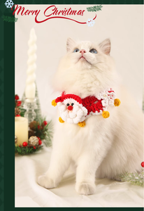 Vêtements pour chats écharpe pour animaux de compagnie collier de marionnette en tissu chat automne et hiver décoration écharpe pour chien en hiver - Product Image 6