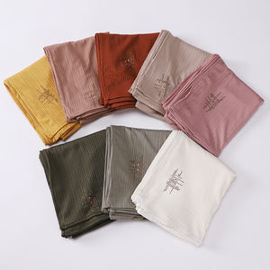 Модная трикотажная кофта, хиджаб с принтом, мусульманский простой шарф, хиджаб со стразами - Product Image 6