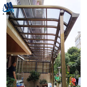 Tettoia per Balcone Esterno, Riparo dalla Pioggia, Copertura per Patio Impermeabile, Tettoia in Alluminio con Pali, Tettoia con Tetto in Policarbonato - Product Image 6