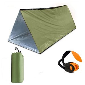 Tente Tube 2 Personnes d'Urgence Randonnée Camping Abri Extérieur Portable Camping Hommes