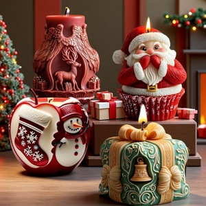 Christmas Scented <b>Candle</b> Silicone <b>Mold</b> Pillar Shape DIY Ornament <b>Mold</b> For Holiday Decorations - Product Image 3