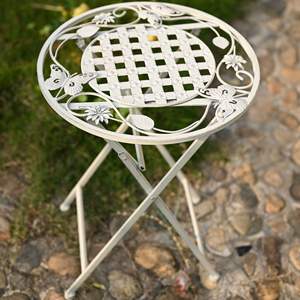 <span class=keywords><strong>Table</strong></span> <span class=keywords><strong>pliante</strong></span> minimaliste moderne en fer forgé avec grille papillon Petit mini support à fleurs pour balcon extérieur et jardin - Product Image 1