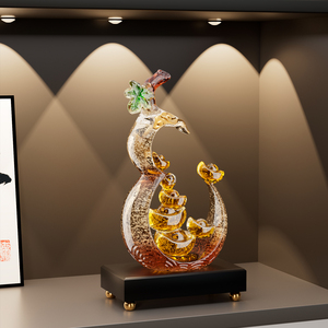 Ornement en verre cristal en forme de gourde avec lingot d'or, symbole de richesse et de prospérité, pour la décoration du salon, cadeau de pendaison de crémaillère - Product Image 1