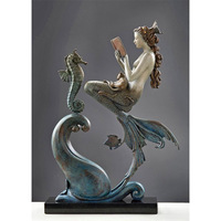 Reproduction de sirène rustique en bronze antique pour pièce maîtresse d'entrée, centre de table pour centre commercial, exportateur