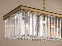 Lustre rectangulaire français en cristal K9, lampe suspendue design américaine E12 en acier pour salle d'exposition, vitrine, hôtel, intérieur