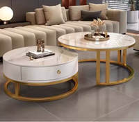 Nouvelle combinaison de marbre de vente chaude ronde ensemble complet de Table basse pour salon ardoise meubles d'hôtel ensemble de luxe