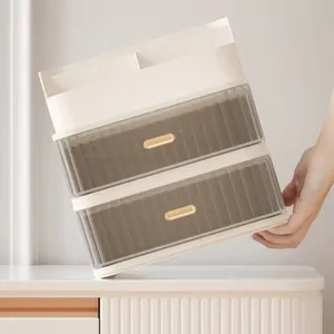 Laci Penyimpanan Plastik 2 Lapis Ganda untuk Rumah untuk Perhiasan Kosmetik Alat Tulis <span class=keywords><strong>Mini</strong></span> Kabinet Wadah - Product Image 6