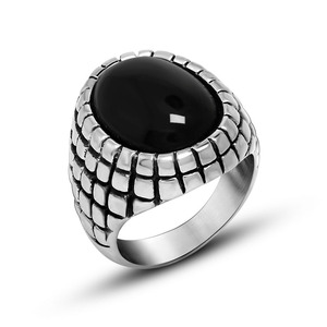 Bague en Agate pour Homme, Design Géométrique, Sertissage Clos, Style Rétro, Cadeau Bijou SA714 - Product Image 2