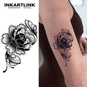 Autocollant de <span class=keywords><strong>tatouage</strong></span> semi-permanent personnalisé en gros, motif pivoine, style néo-traditionnel, à base de plantes, tenue 15 jours, pour bras et <span class=keywords><strong>épaule</strong></span> - Product Image 2