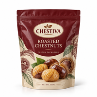Sachet d'emballage personnalisé pour châtaignes torréfiées, pochette verticale refermable avec fermeture éclair, plastique alimentaire haute barrière pour noix, marque privée