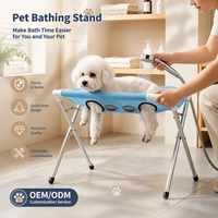 Table de toilettage pour animaux de compagnie en acier inoxydable, pliable, réglable en hauteur, avec hamac, station de bain pour chiens et chats, anti-rayures