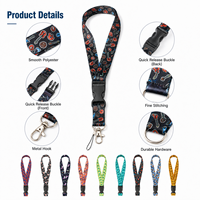 Porte-badge en polyester avec logo personnalisé, sangle à transfert thermique, taille sur mesure, vente en gros