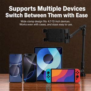 Adjustable Aluminum Tablet Stand Foldable Rotatable Desktop Clamp Holder for Office Bed <b>Desk</b> Use - Product Image 2
