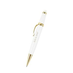 Stylo à bille miniature en métal blanc et noir de luxe pour femme, stylo à bille court et épais, stylo portable avec stylet tactile - Product Image 1