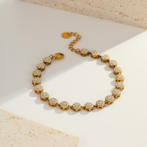 Bracelet en acier inoxydable rond en forme de cœur avec zircone, couleur inaltérable, best-seller, bracelet plaqué or haut de gamme - Product Image 6