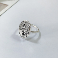 Nouvelle Arrivée 925 Sterling Sliver Bijoux Anneau Simple Conception À La Mode À Motifs Rétro Style Élégant Anneau Ancien