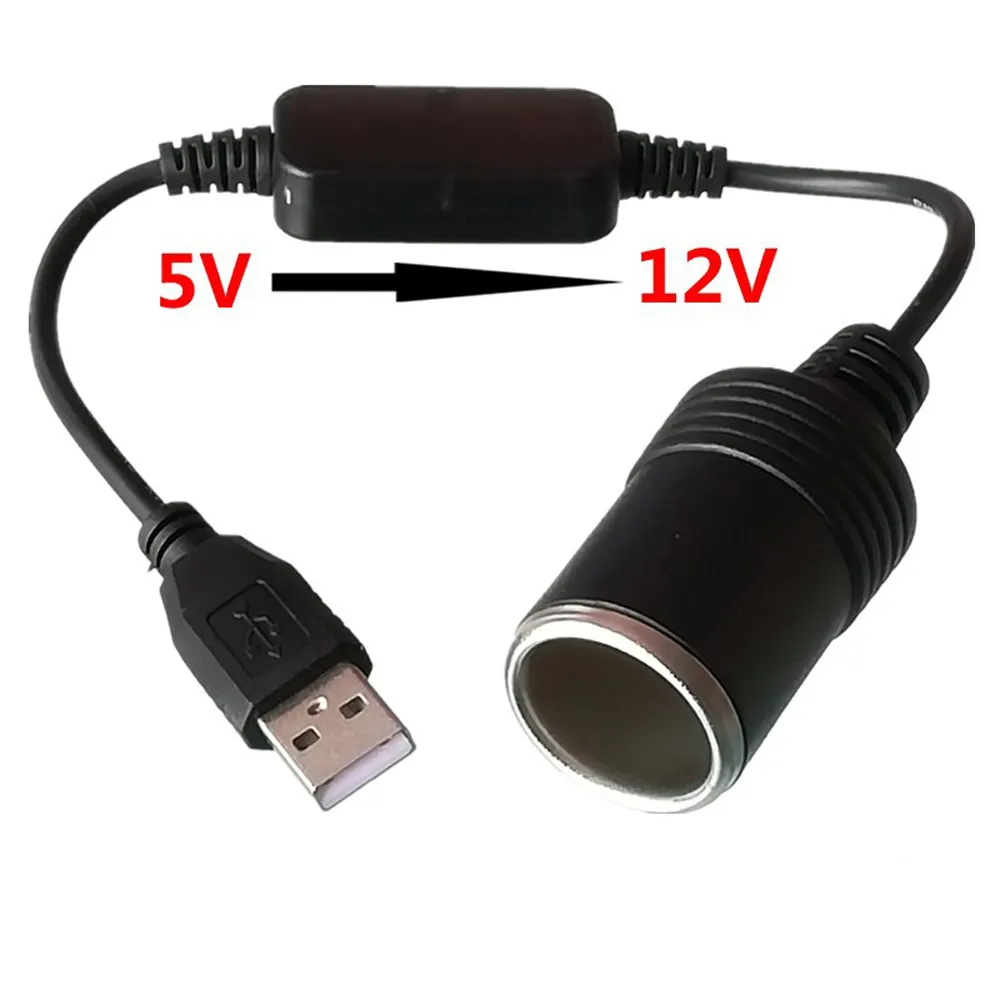 USB 5V To 12V Power Bank Light Adapter GPS Socket Car Cigarette Lighter Plug Socket