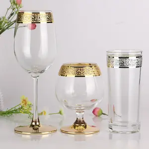 Wholesale Lead-Free High-Grade Crystal Champagne Wine And Champagne Glasses Glass Cup With Golden Rim