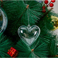 Boules de Noël en plastique transparent de 8 cm, en forme de cœur, à remplir, pour la décoration de l'arbre de Noël, fournitures pour fêtes à domicile