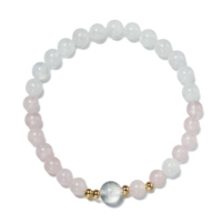 Bracelet extensible naturel en quartz fraise, fait main, élastique, pierres précieuses de guérison, bracelet de yoga, anti-stress, cadeau pour femme
