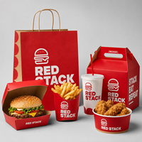 Boîte en papier jetable personnalisée avec logo OEM pour emballage alimentaire (burgers, poulet frit, frites) – Contenant à emporter pour restaurants en franchise – Direct Usine