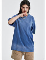 100% algodón Jersey de gran tamaño lavado ácido pigmento tinte sol desvanecido Vintage lavado sólido estampado Unisex camisetas para Hombres estilo callejero
