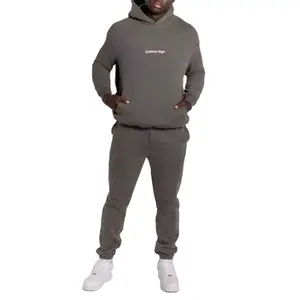 wholesale high quality 100% Cotton tracksuit thick custom hoodie and joggers set men's sport sweatsuit tracksuits for men