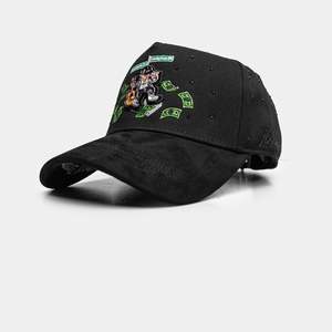 Casquette de baseball en suède doublée de satin avec broderie sur le thème musical des billets de dollars et des épingles métalliques, design avec strass, logo personnalisé, Gorras - Product Image 5