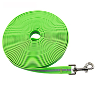 Fournitures de chasse pour chien en plein air 5M réfléchissant PVC enduit plat longue laisse de suivi souple une poignée rubans décoratifs de marche en métal