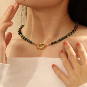 Nouveau Vintage Barrel Perles Cylindrique Pierre À La Main Collier De Perles Femme Niche Court Pierres Précieuses Collier De Perles pour Les Femmes - Product Image 3