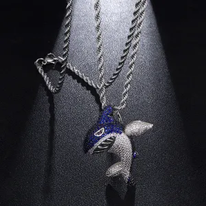 2021 Trend Brass Iced Out Shark Pendants Necklaces For Men Hip Hop Rapper Jewelry