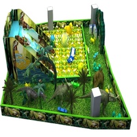 Château gonflable non gonflable pour enfants de 3 ans et plus, aire de jeux intérieure en aluminium, thème Forêt ancienne avec dinosaures