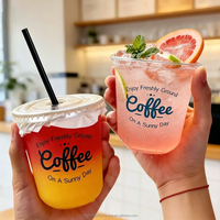 Gobelets en plastique transparents jetables pour boissons froides, 20 oz, PET, avec logo imprimé personnalisé, à paroi simple, avec couvercles plats, en stock