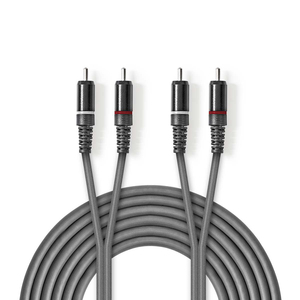 Stereo Audio <b>Cable</b> 2x Male <b>RCA</b> <b>to</b> 2x Male <b>RCA</b> 3.0 M Grey - Product Image 1