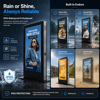 Tótem Digital para Exteriores IP65 de 43, 49, 55, 65 y 75 Pulgadas, Pantalla LCD Impermeable de 2500nits con Reproductor Multimedia Integrado