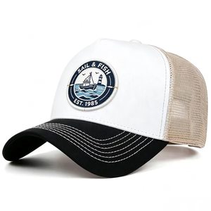 หมวกแก๊ปตาข่ายระบายอากาศพร้อมโลโก้ปักลายขนส่ง หมวกเบสบอลแบบ Snapback สไตล์วินเทจสำหรับกีฬากลางแจ้ง - Product Image 2