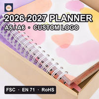 2026-2027 Planer Spiralnotizbuch A5 mit Individuellem Logo und Angepassten Innenseiten in Lila, Rosa und Rot