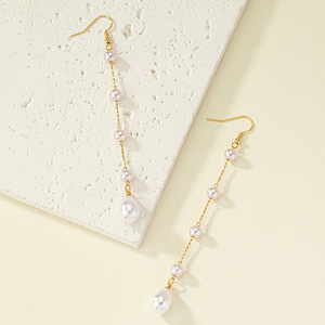 Boucles d'oreilles pendantes élégantes de style coréen avec perles d'eau douce, longues et douces, à pampilles féériques, pour femmes, tendance influenceur - Product Image 4