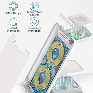Cargador inalámbrico rápido portátil 3 en 1 para iPhone Apple Watch <span class=keywords><strong>AirPods</strong></span> Cargador inalámbrico rápido - Product Image 2