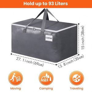 Grands sacs de déménagement en PP tissé avec fermeture éclair et poignées, sacs de rangement pliables pour les voyages, pour gagner de la place - Product Image 2