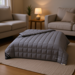 Coperta ponderata Hush, misura singola, grigia, trapuntata in microfibra di poliestere, per tutte le stagioni - Product Image 2