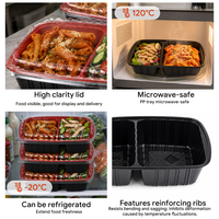 Barquettes alimentaires jetables en plastique PP pour plats à emporter, boîtes de restauration rapide, assiettes de voyage modernes en plastique, vente en gros