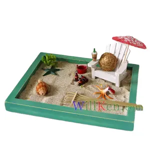 Sea Life on Ocean Beach Bamboo Zen Garden Desk Toys For Meditation and Relaxation