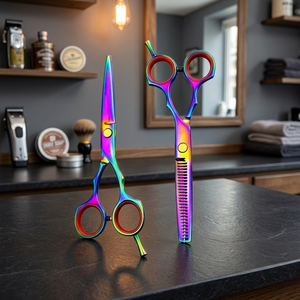 Ciseaux de coiffure professionnels de qualité supérieure en acier inoxydable pour droitiers, manche long, lames affûtées - Product Image 2