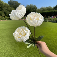 Dalian Chermy Bouquets de mariage de bonne qualité Artificielle 3 Tête Fleur de Pivoine Blanc